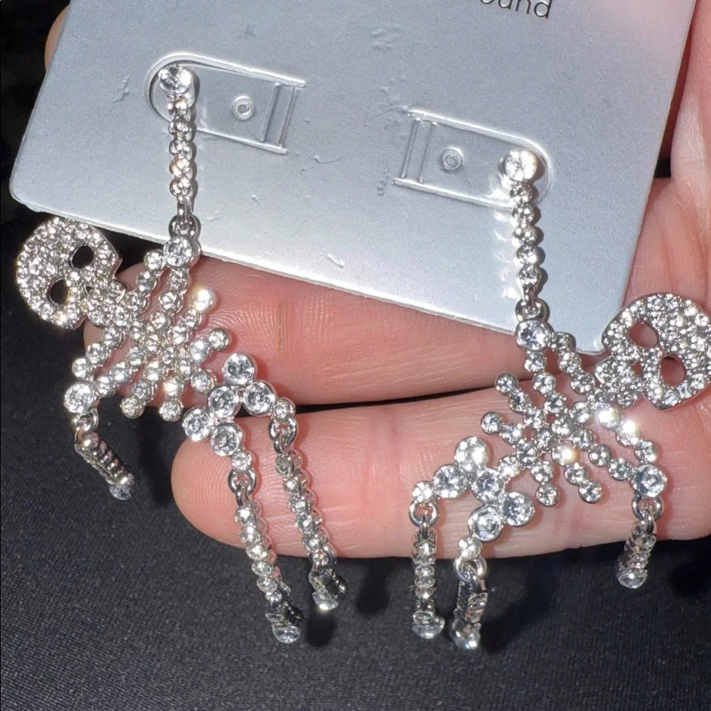 Silver Crystal Skeleton Earrings SOLD OUT EVERYEHERE - Picture 4 of 4